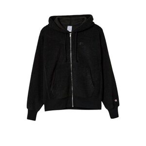 Champion UO Women’s Teddy Fleece Full Zip Hoodie XS Black Sweatshirt Sherpa Cozy